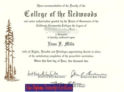 Buy College Of The Redwoods Diploma Online