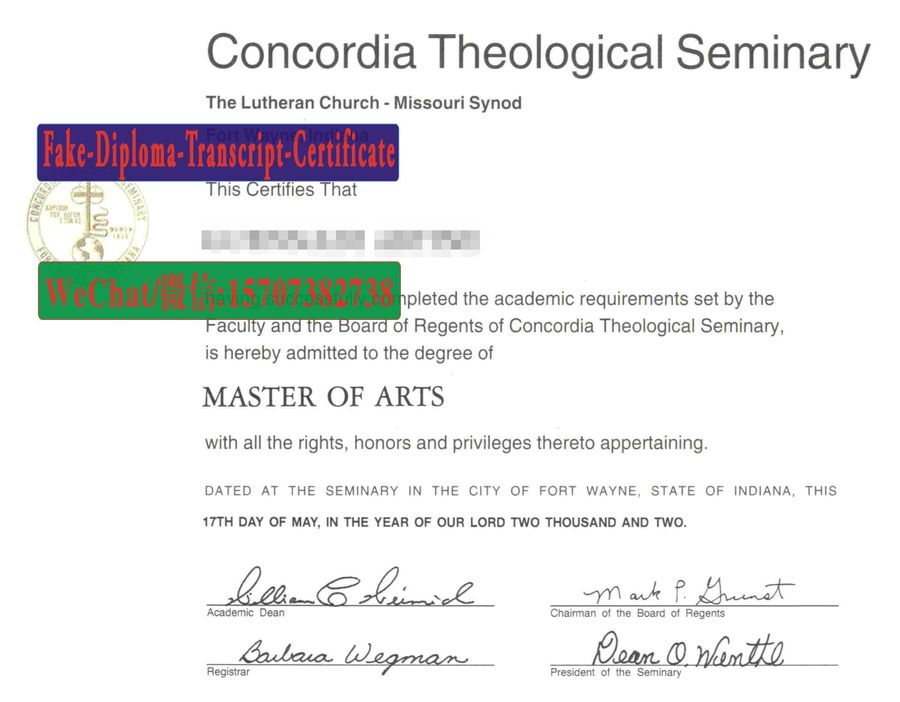 Buy Concordia Theological Seminary Diploma Online