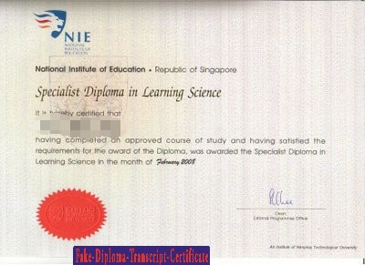 Buy Fake National Institute of Education Nanyang Technological University Diploma degree