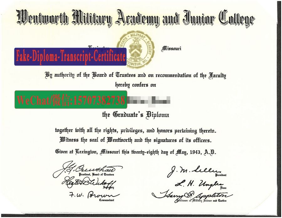 Buy Wentworth Military Academy and Junior College Diploma Online