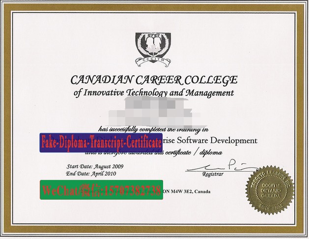 Buy fake Canada Career College of Innovative Technology and Management Diploma