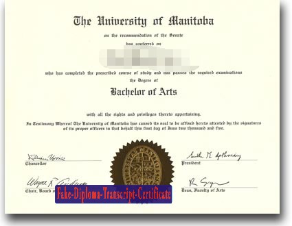 Buy fake University of Manitoba Diploma