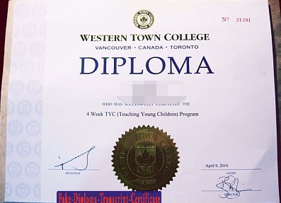 Buy fake Western Town College Diploma