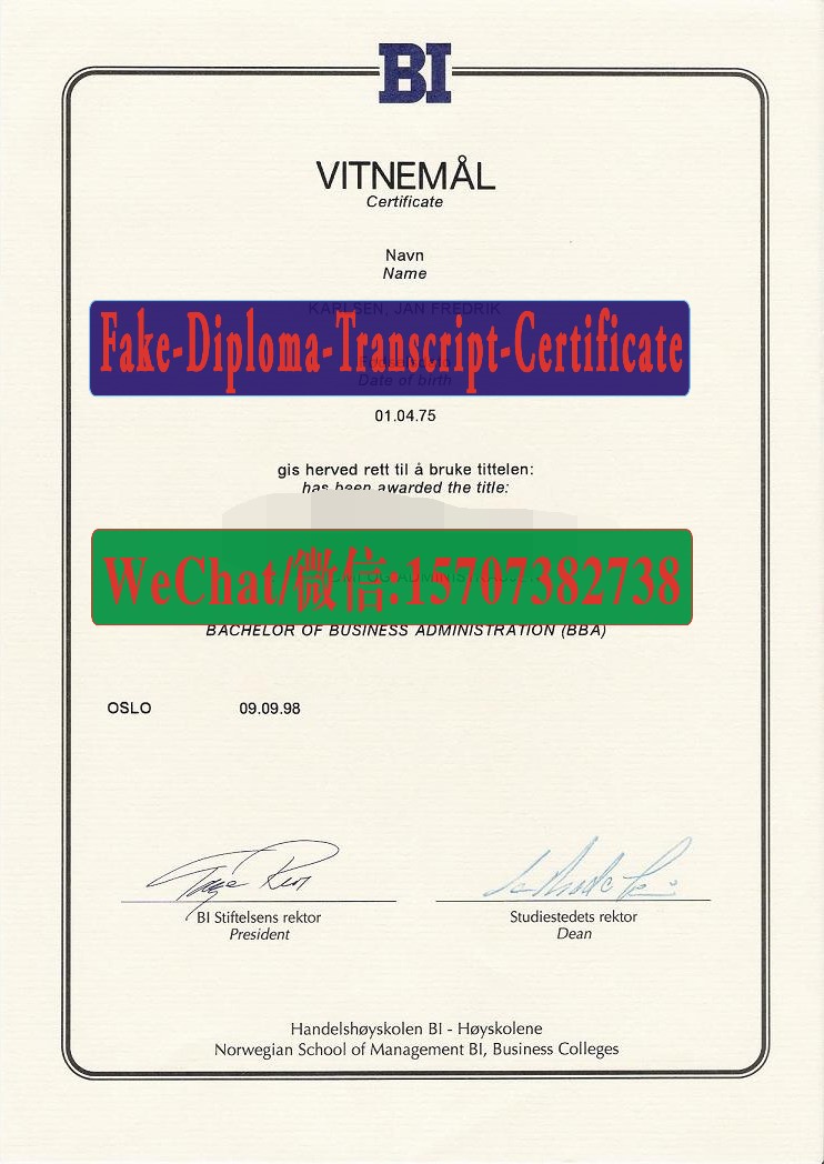 Fake BI Norwegian Business School Diploma Transcript