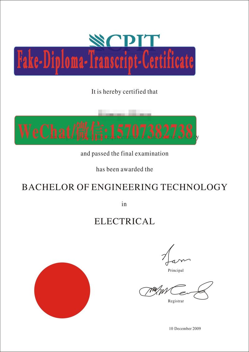 Fake Christchurch Polytechnic Institute of Technology Diploma degree