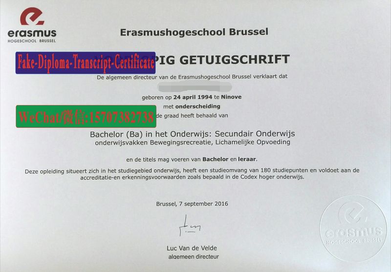 Fake Erasmushogeschool Brussel Diploma Transcript