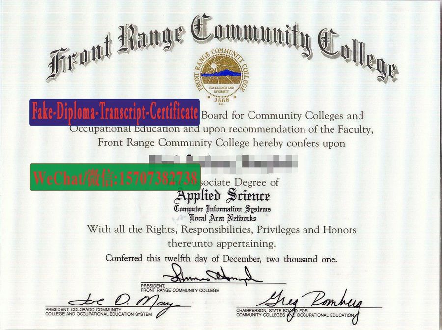 Fake Front Range Community College Diploma Degree