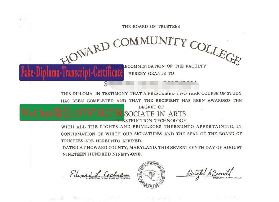 Fake Howard Community College Diploma Degree