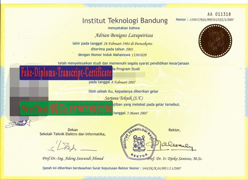 Fake Institut Teknologi Bandung Diploma Transcript