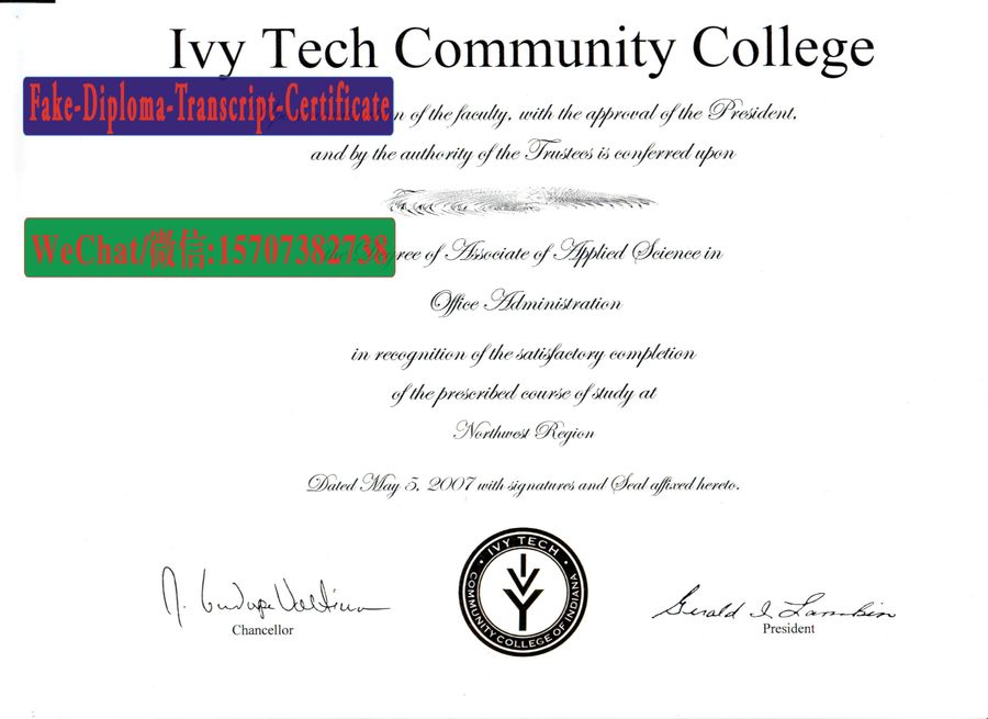 Fake Ivy Tech Community College Diploma Degree