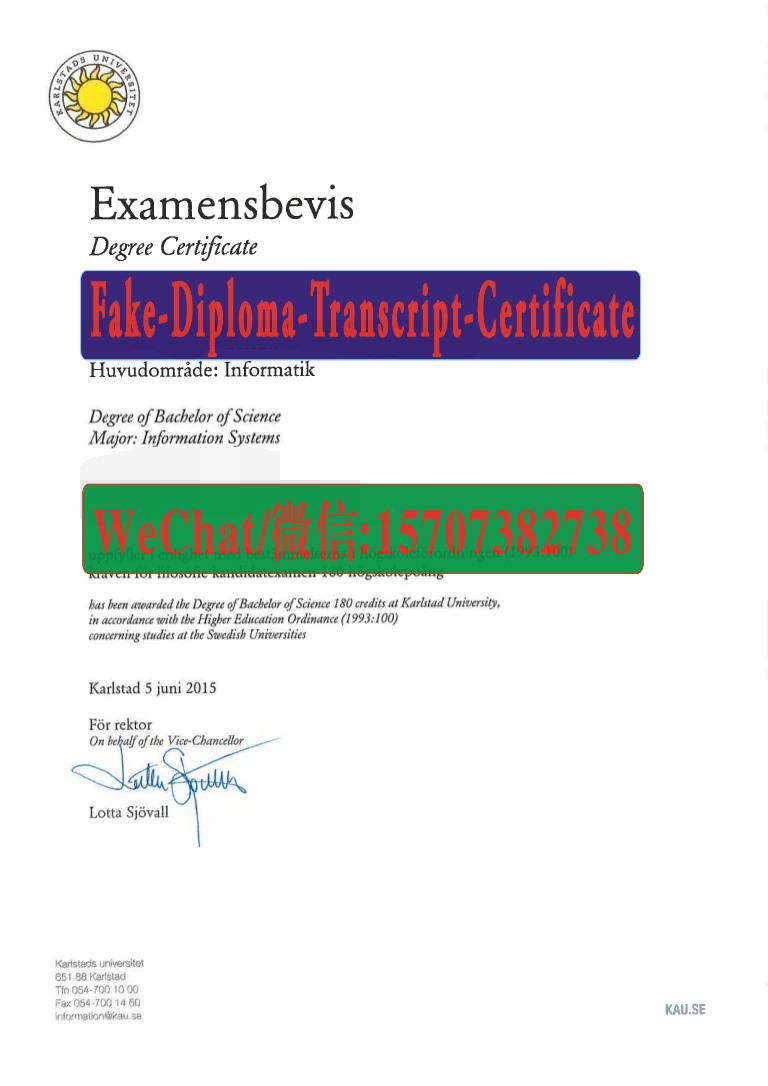 Fake Karlstad University Diploma Transcript