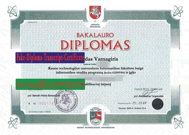 Fake Kauno Technologijos Universitetas Diploma Transcript