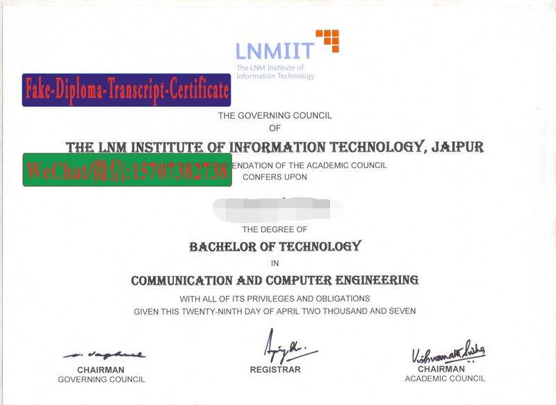 Fake L N M Institute of Information Technology Diploma Transcript