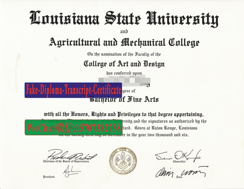 Fake Louisiana State University and Agricultural and Mechanical College Diploma Degree