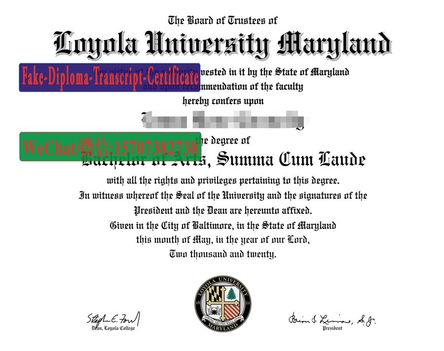 Fake Loyola University Maryland Diploma Degree