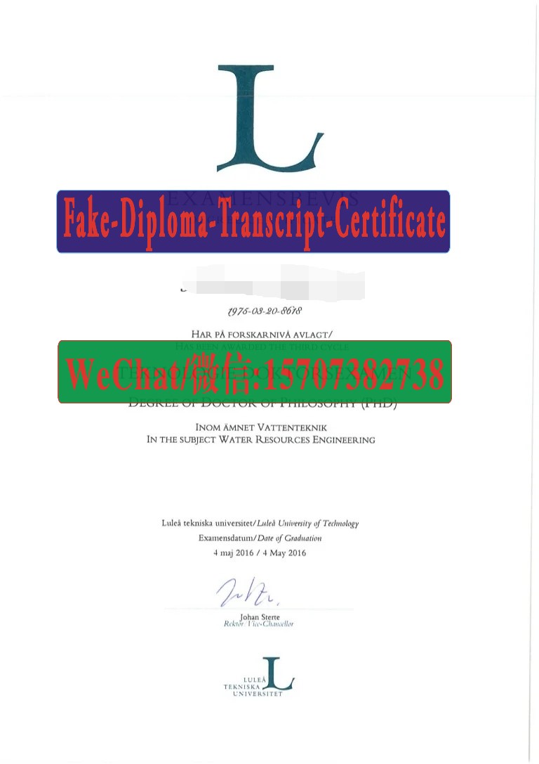 Fake Lulea University of Technology Diploma Transcript