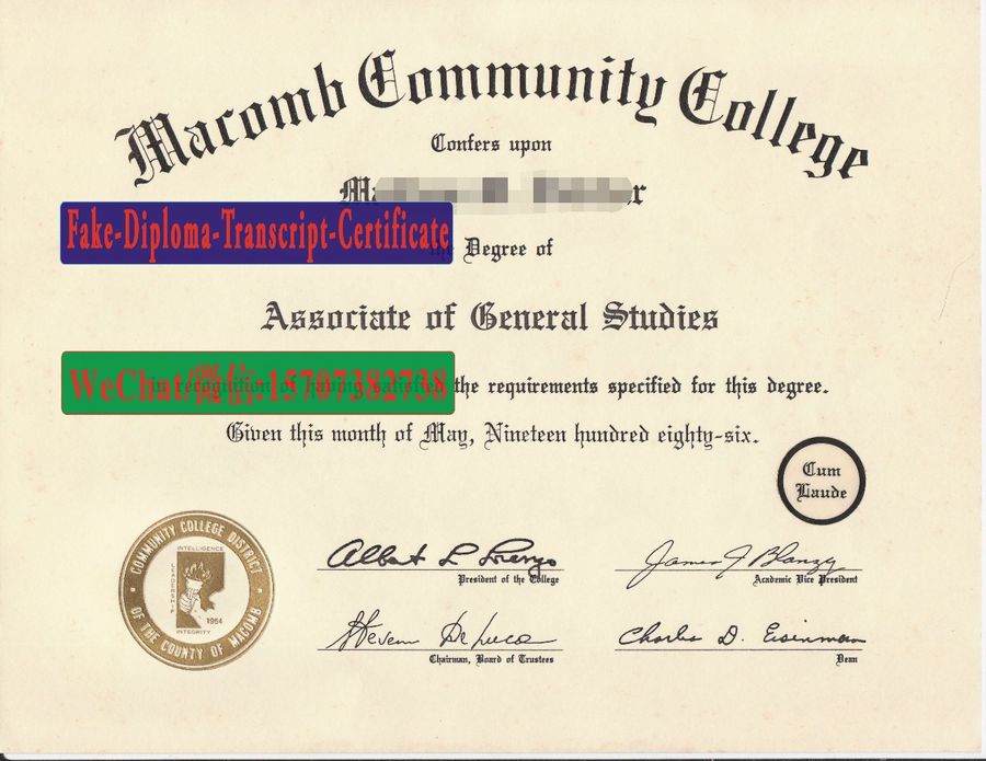 Fake Macomb Community College Diploma Degree