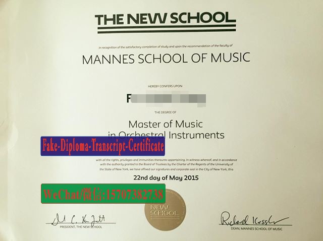 Fake Mannes School of Music at The New School Diploma Degree