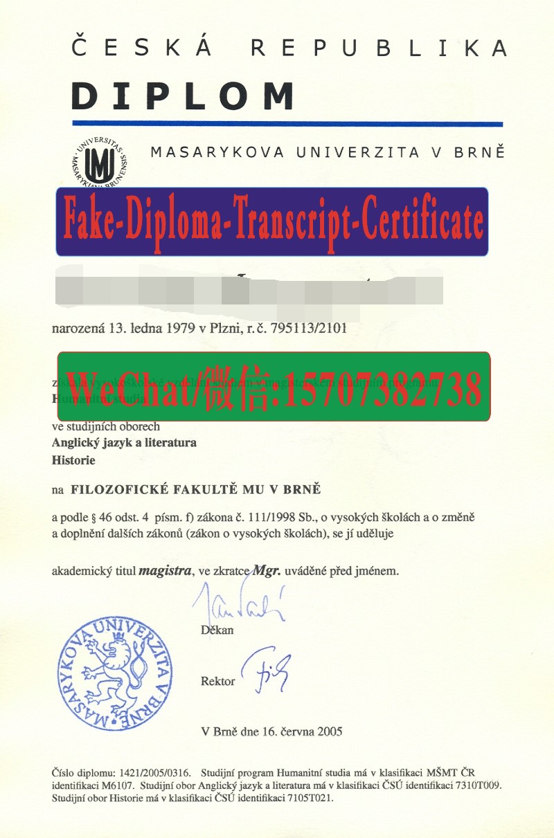 Fake Masaryk University Diploma Transcript