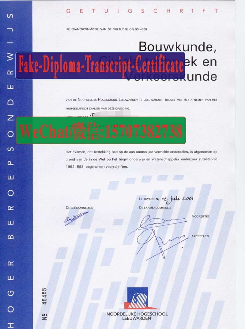 Fake Noordelijke Hogeschool Leeuwarden Diploma Transcript