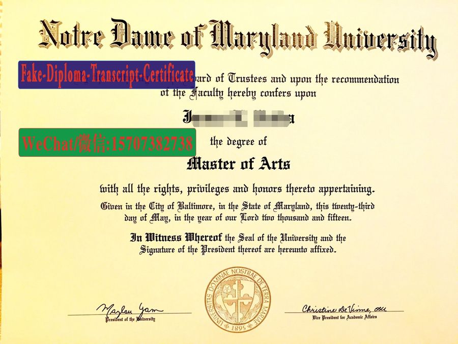 Fake Notre Dame of Maryland University Diploma Degree