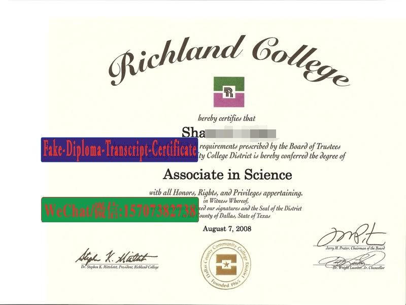 Fake Richland College Diploma Degree