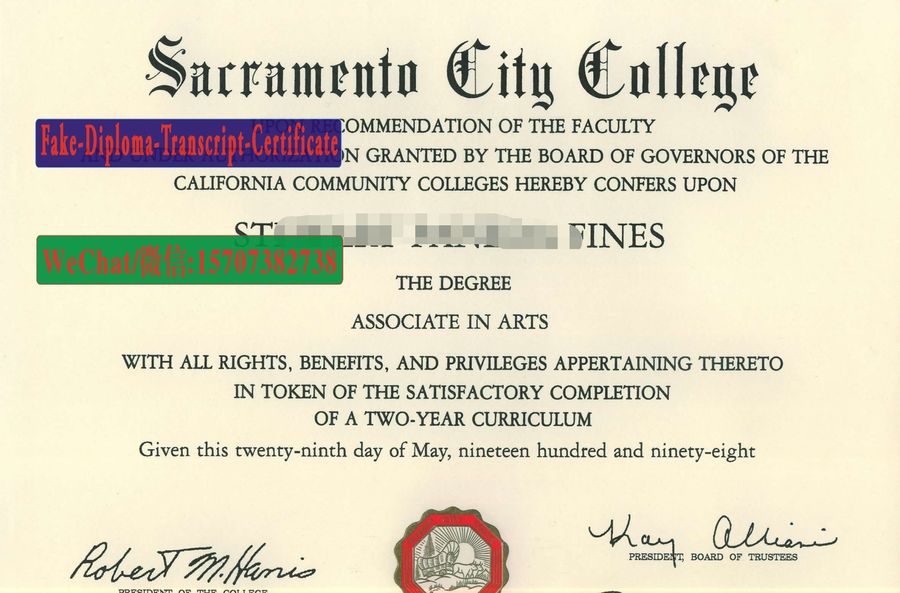 Fake Sacramento City College Diploma Degree