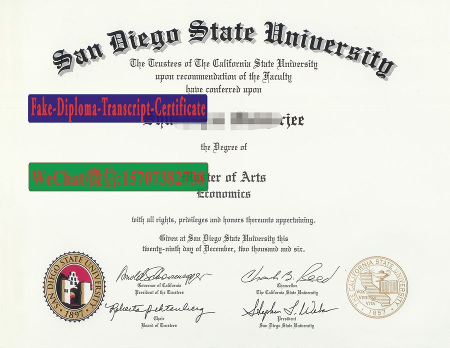 Fake San Diego State University Diploma Degree