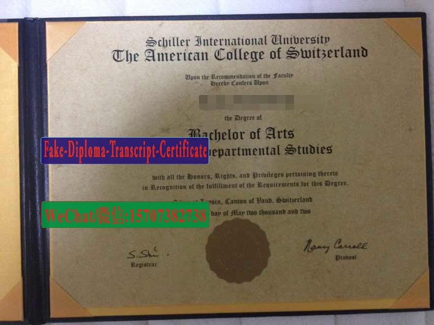 Fake Schiller International University The American College of Switzerland Diploma Degree