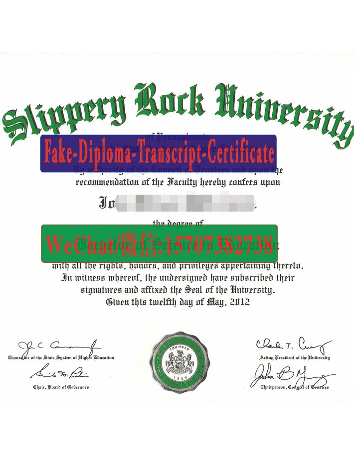 Fake Slippery Rock University of Pennsylvania Diploma Degree