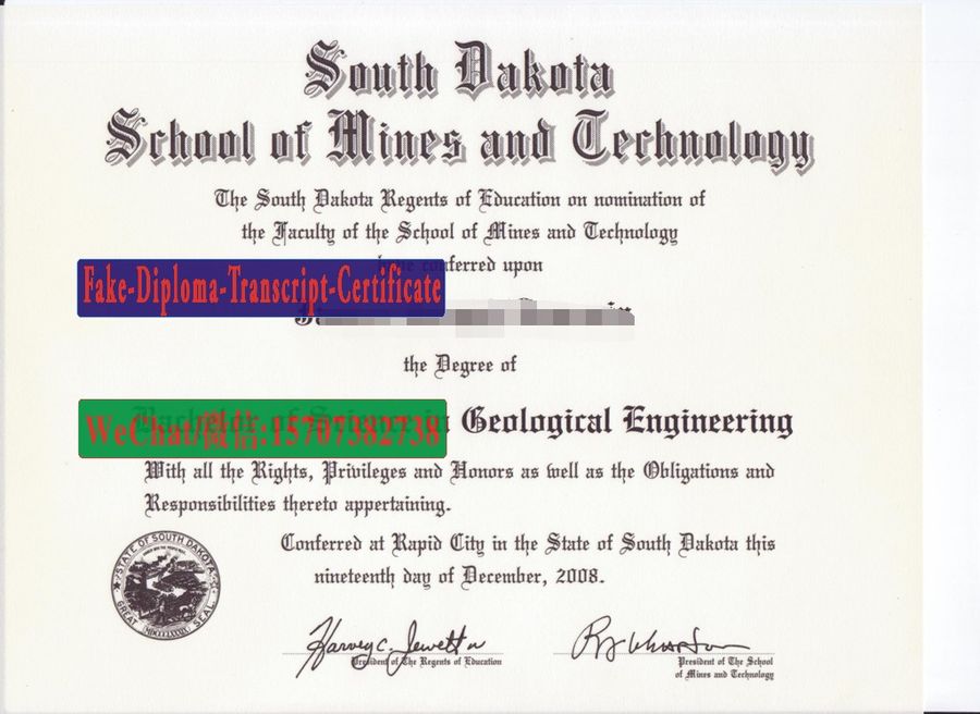 Fake South Dakota School of Mines and Technology Diploma Degree