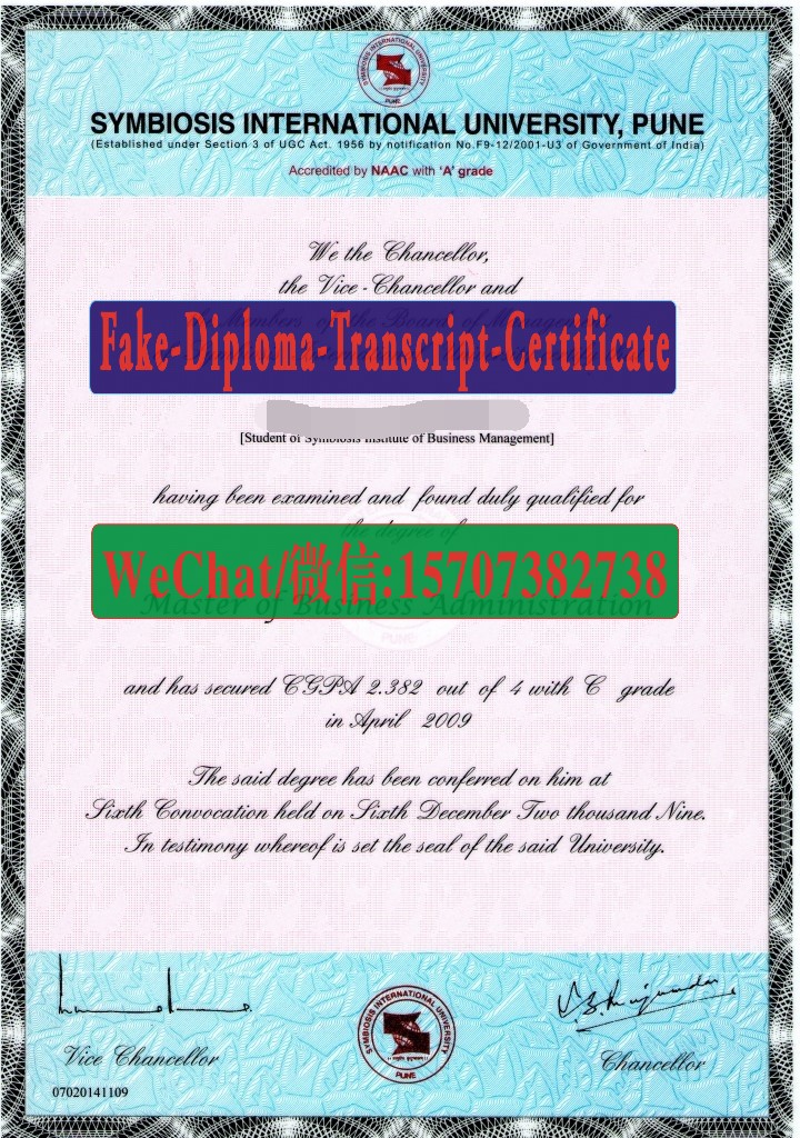 Fake Symbiosis International University Diploma Transcript