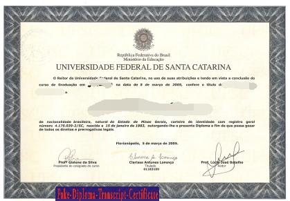 Fake Universidade Federal de Santa Catarina Diploma Transcript