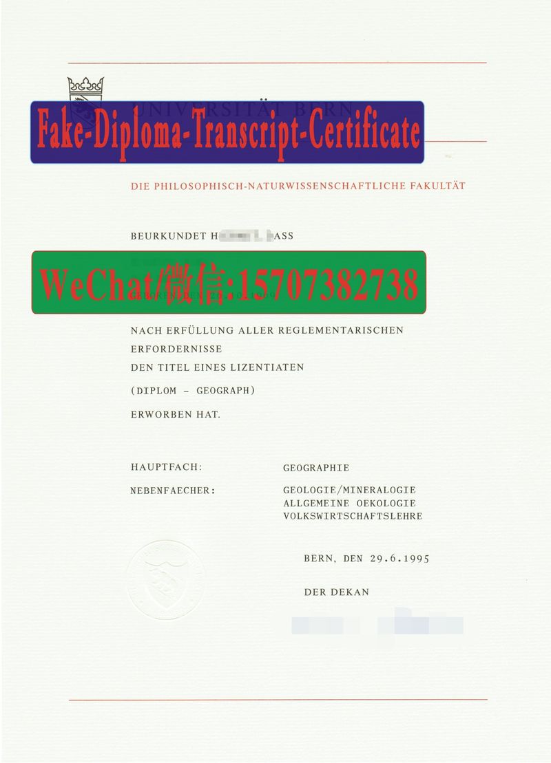 Fake Universitat Bern Diploma Transcript