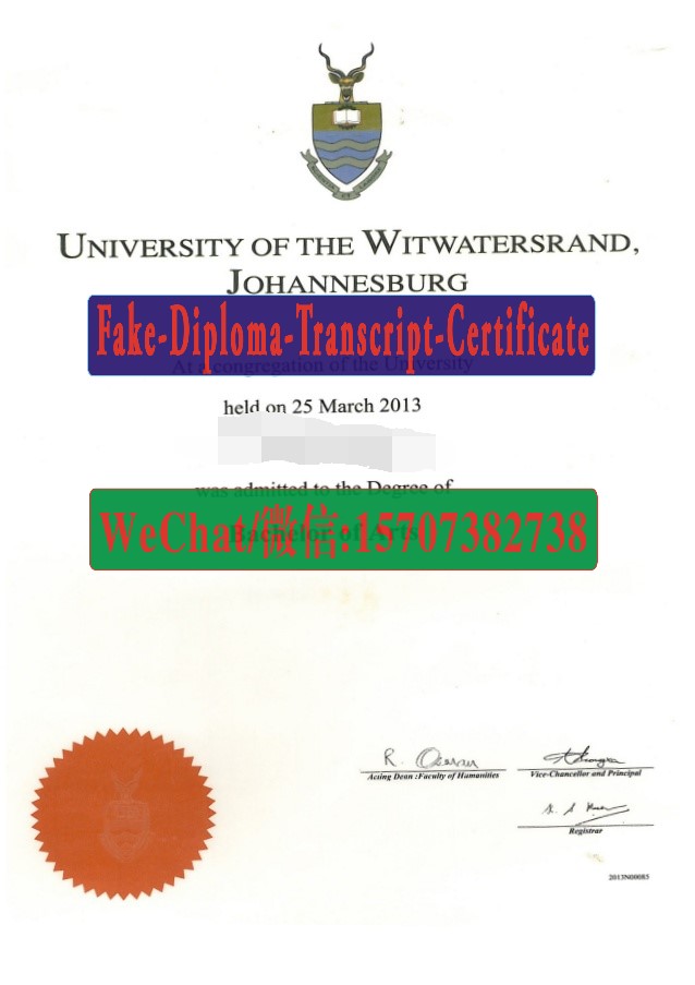 Fake University of the Witwatersrand2013 Diploma Transcript