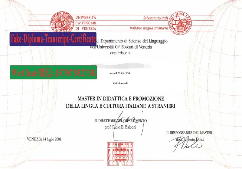 Fake Università Cà Foscari di Venezia Diploma Transcript