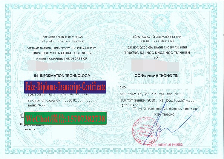 Fake Vietnam National University Ho Chi Minh City Diploma Transcript