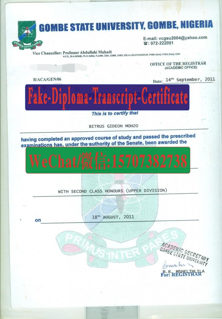 Fake gombe state university Diploma Transcript