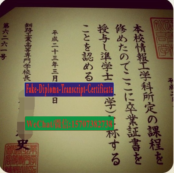 Kushiro Technical College Diploma Certificate