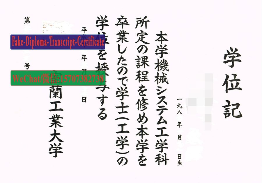 Muroran Institute of Technology Diploma Certificate