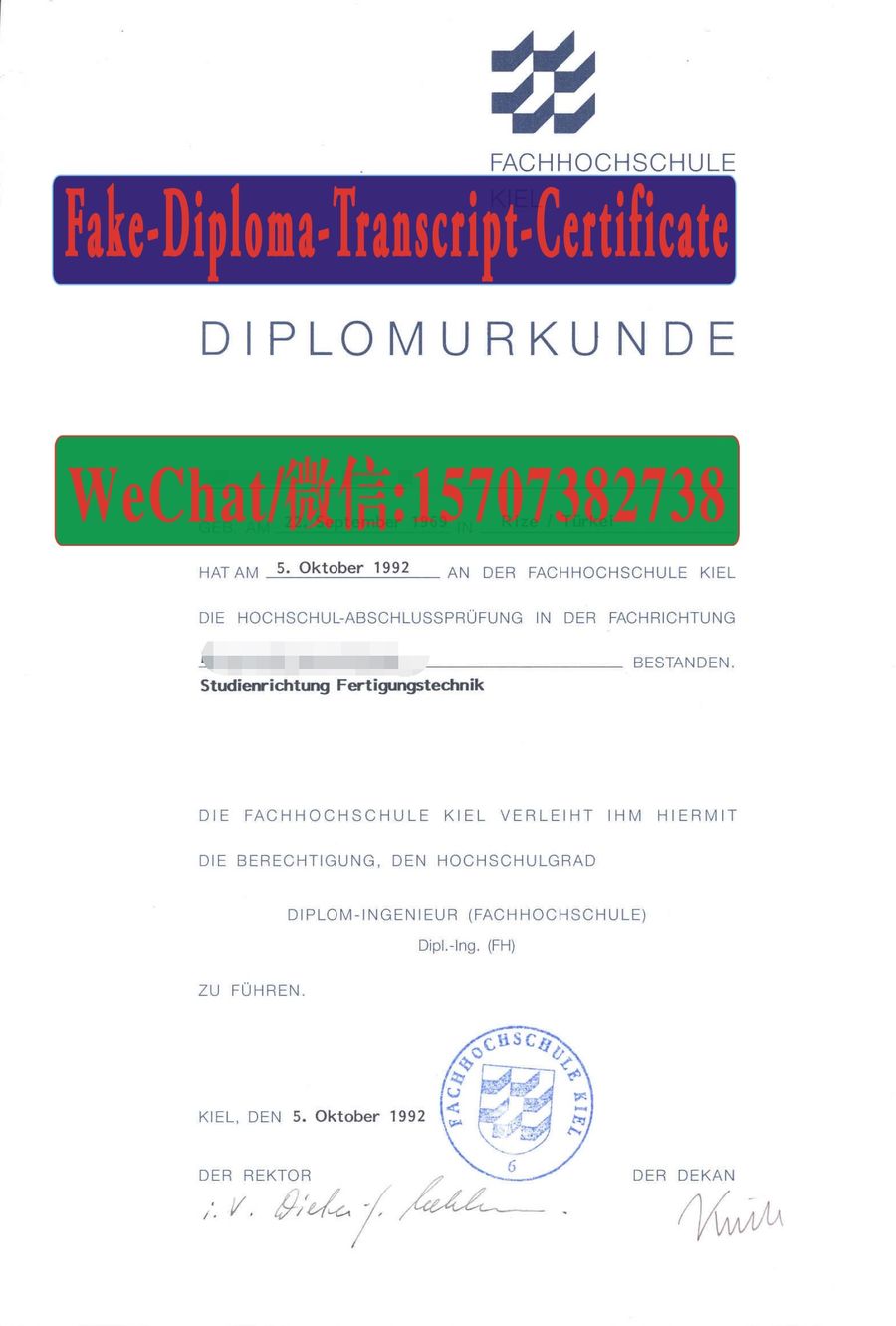 Order Fakes Fachhochschule Kiel Diploma