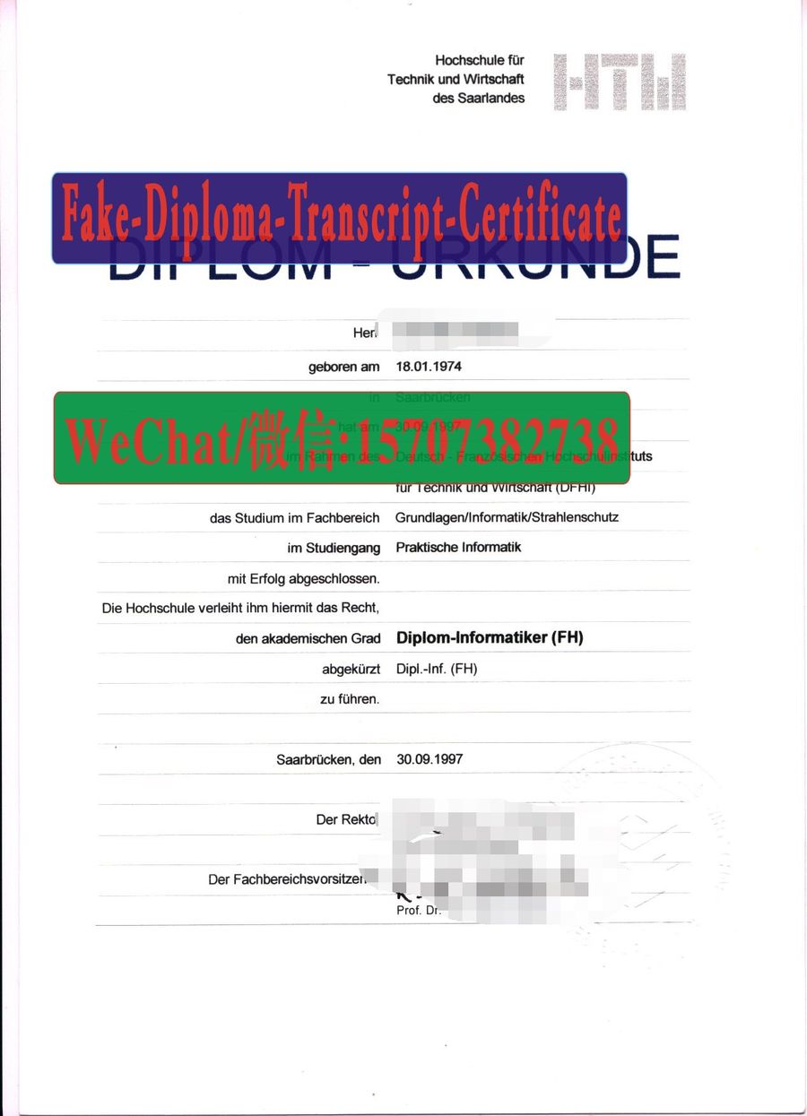 Order Fakes Hochschule für Technik und Wirtschaft des Saarlandes Diploma