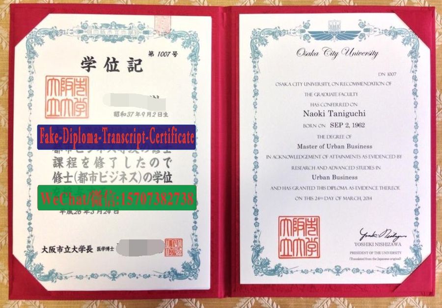 Osaka City University Diploma Certificate