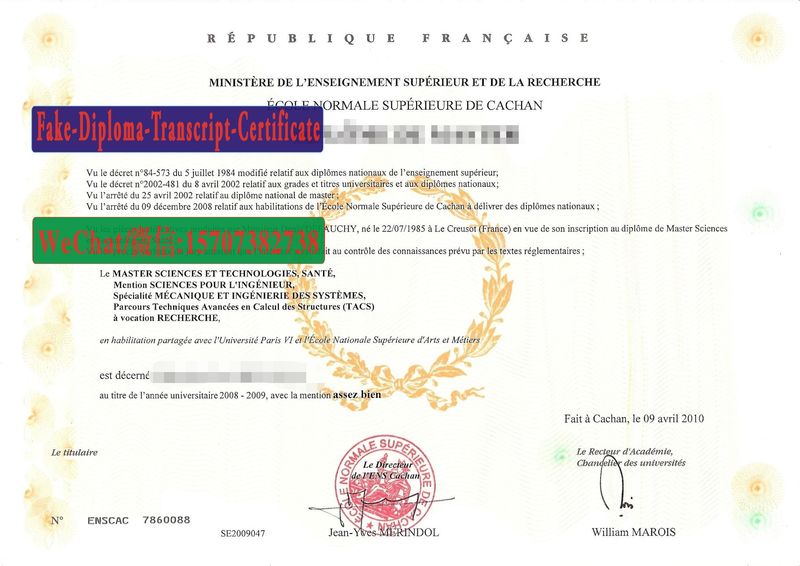 Replica Fake Ecole Normale Superieure De Cachan Diploma