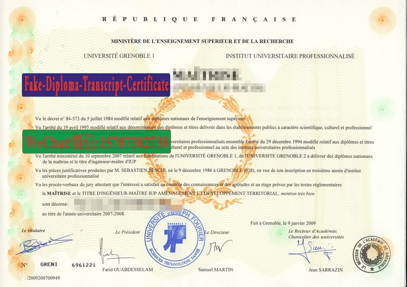 Replica Fake Grenoble University Professional University College Diploma