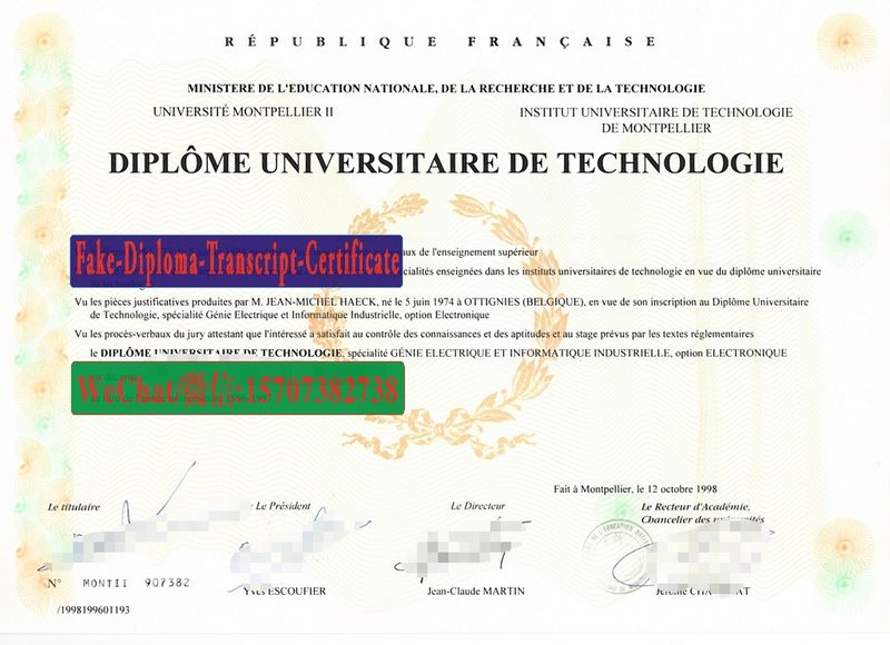 Replica Fake Université Montpellier 2 Diploma