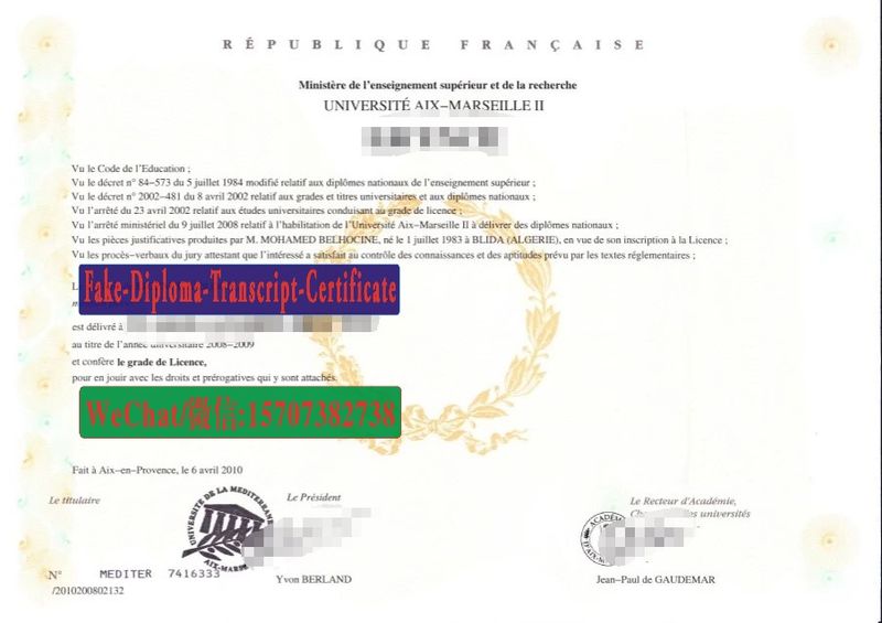 Replica Fake Université dAix Marseille II Diploma