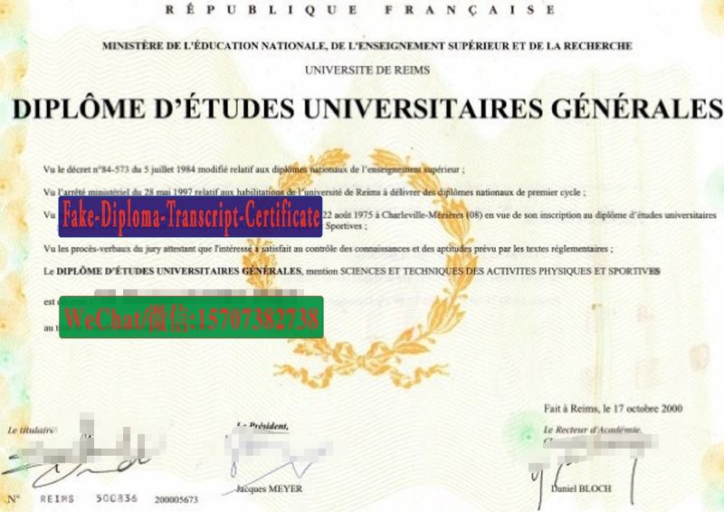 Replica Fake Université de Reims Diploma