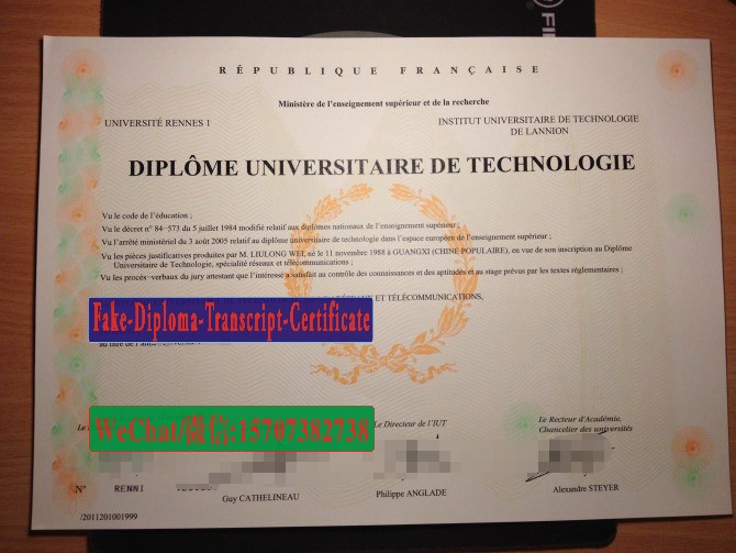 Replica Fake Université de Rennes 1 Diploma