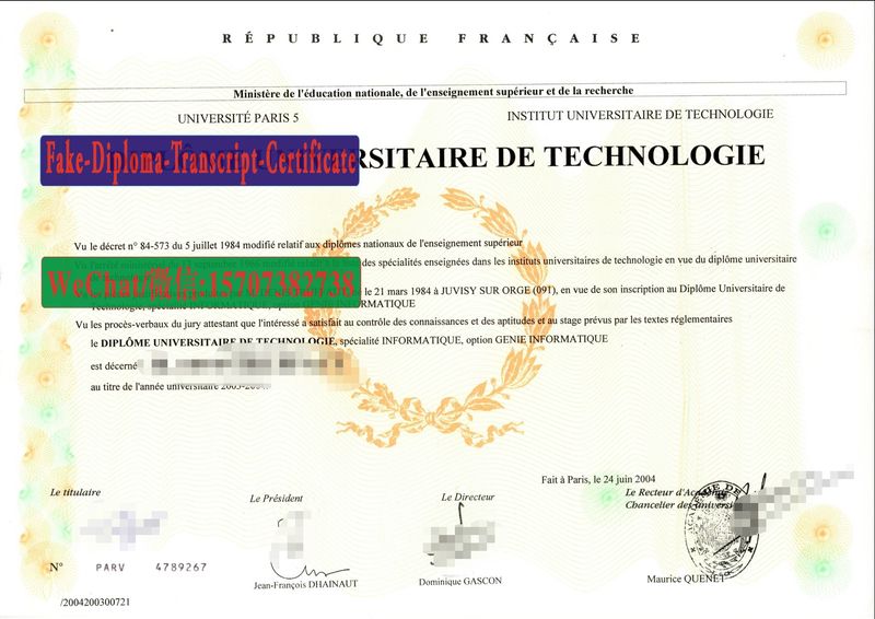 Replica Fake universite paris 5 Diploma